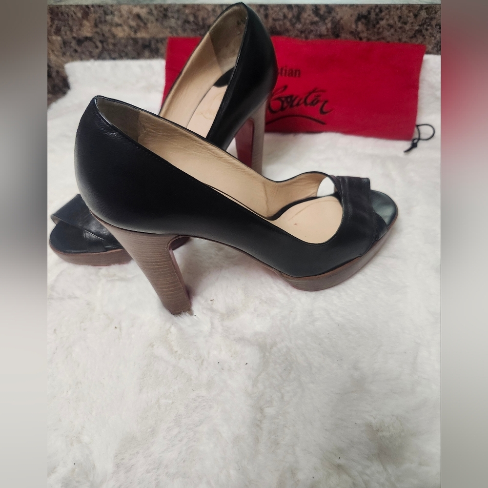 Black Christian Louboutin Women's Peep Toe Heels